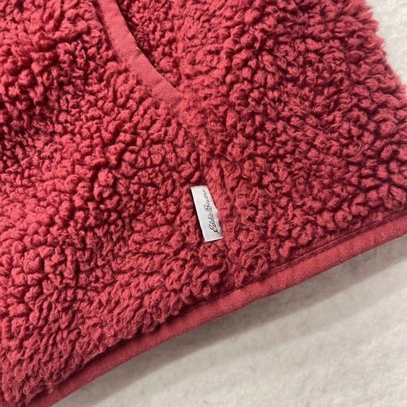 Eddie Bauer Quest Plush Full Zip Hoodie Womens Medium Burgundy Sherpa Jacket - Picture 3 of 9